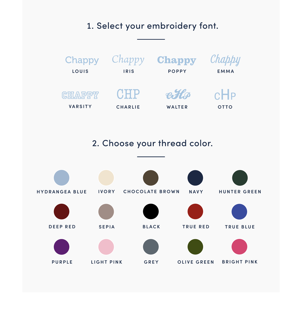 Embroidery Fonts & Thread Colors