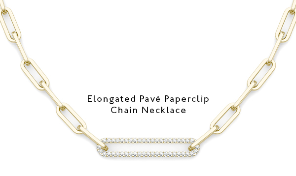 Elongated Pavé Paperclip Chain Necklace