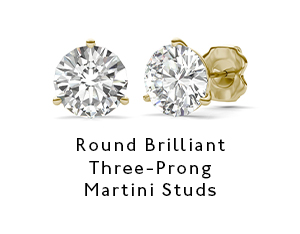 Round Brilliant Three-Prong Martini Studs