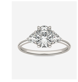 Oval Claw Prong Trillion Three-Stone Engagement Ring