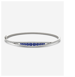 Bordered Sapphire Bangle Bracelet