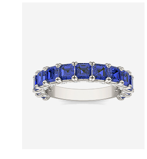 Sapphire Color Asscher Voyager Ring