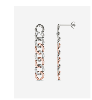 Accented Two-Toned Chain Drop Earrings