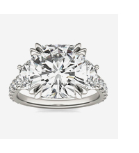 Cushion Solstice Accented Three-Stone Engagement Ring