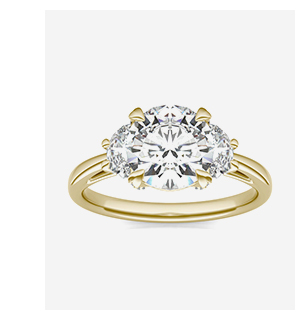 Round Hearts & Arrows Luxe Half Moon Three-Stone Engagement Ring