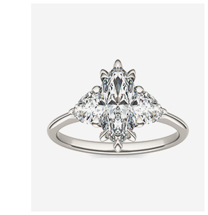 Marquise Claw Prong Trillion Three-Stone Engagement Ring