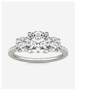 Round Brilliant Trinity Accented Three-Stone Engagement Ring