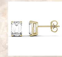 5.04 CTW DEW Emerald Forever One Moissanite Stud Earrings In 14K Yellow Gold