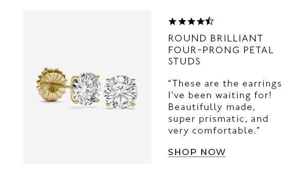 Round Brilliant Four-Prong Petal Studs