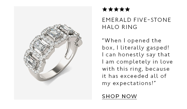 Emerald Five-Stone Halo Ring