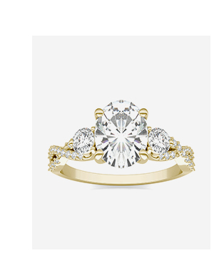 Oval Twisted Accented Three-Stone Engagement Ring