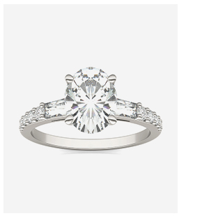 Oval Tapered Baguette Accented Three-Stone Engagement Ring