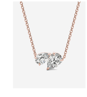 Asymmetrical Perfect Pear Toi Et Moi Necklace