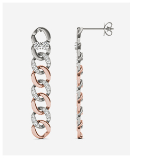 Accented Two-Toned Chain Drop Earrings