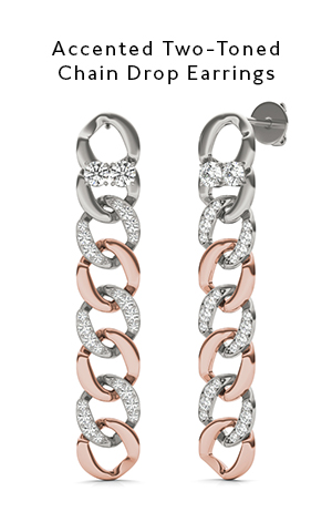 Accented Two-Toned Chain Drop Earrings