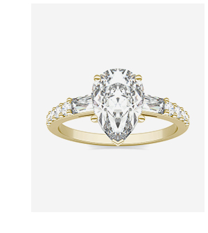 Pear Tapered Baguette Accented Three-Stone Engagement Ring