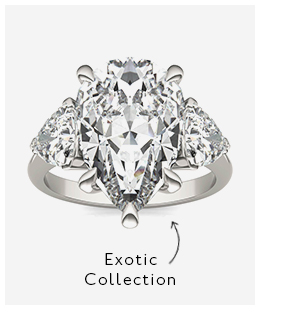 Pear Claw Prong Trillion Three-Stone Exotic Engagement Ring