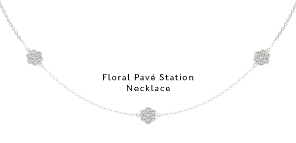 Floral Pavé Station Necklace