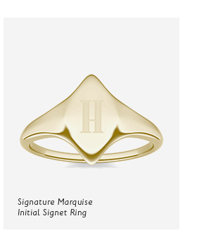Signature Marquise Initial Signet Ring