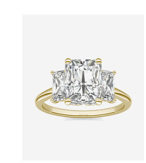 Radiant Signature Baguette Three-Stone Engagement Ring
