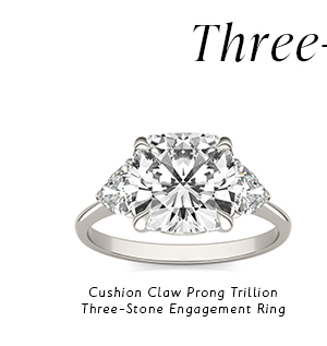 Cushion Claw Prong Trillion Three-Stone Engagement Ring
