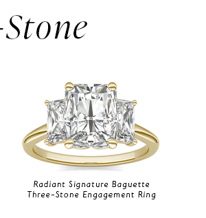 Radiant Signature Baguette Three-Stone Engagement Ring