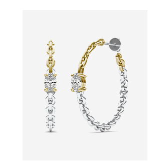 Two-Tone Duality Link Hoop Earrings