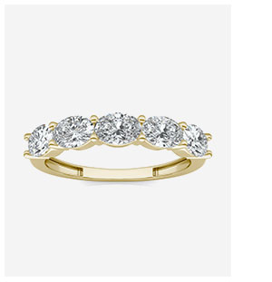 Oval East-West Five-Stone Band