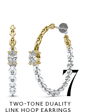 Two-Tone Duality Link Hoop Earrings