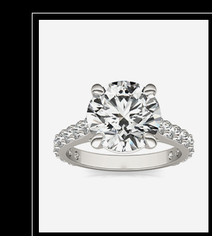 Round Brilliant Claw Prong Cathedral Side-Stone Engagement Ring