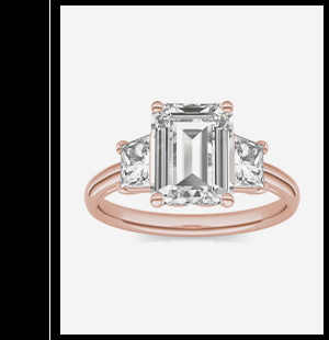 Emerald Signature Trapazoid Three-Stone Engagement Ring