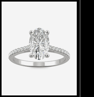 Elongated Oval Accented Cathedral Engagement Ring