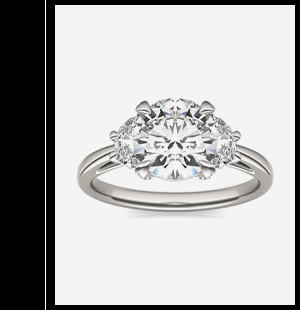 Round Hearts & Arrows Luxe Half Moon Three-Stone Engagement Ring