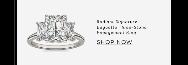 Radiant Signature Baguette Three-Stone Engagement Ring
