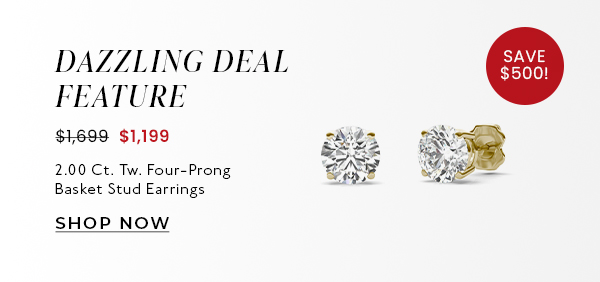2.00 Ct. Tw. Dazzling Deal Four-Prong Basket Stud Earring