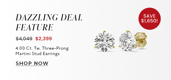 4.00 Ct. Tw. Dazzling Deal Three-Prong Martini Stud Earring