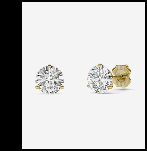 Round Brilliant Three-Prong Martini Stud