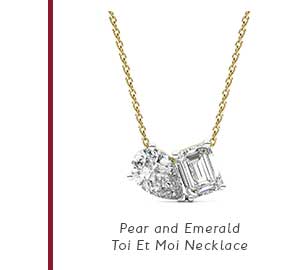 Pear And Emerald Toi Et Moi Necklace