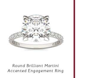 Round Brilliant Martini Accented Engagement Ring