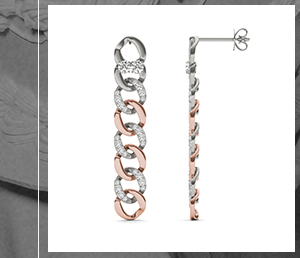 Accented Two-Toned Chain Drop Earrings