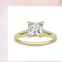 1.26 CTW DEW Princess Split Shank Solitaire Ring In 14K Yellow Gold