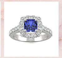 Sapphire Cushion Halo Ring In 14K White Gold
