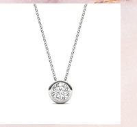 0.50 CTW DEW Moissanite Bezel Set Solitaire Pendant In 14K White Gold