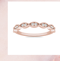 1/8 CTW Round Caydia Lab Grown Diamond Milgrain Shared Prong Band Ring 18K Rose Gold
