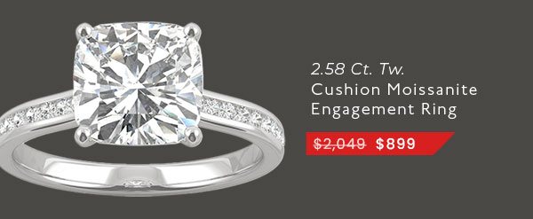 2.58 CTW DEW Cushion Moissanite Engagement Ring In 14K White Gold