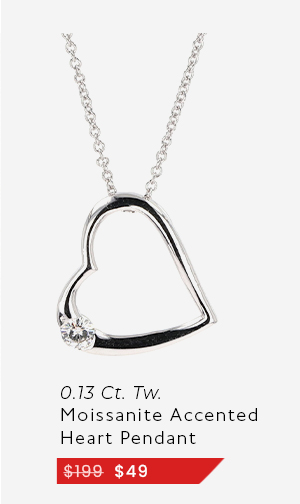 0.13 CTW DEW Moissanite Accented Heart Pendant In Sterling Silver