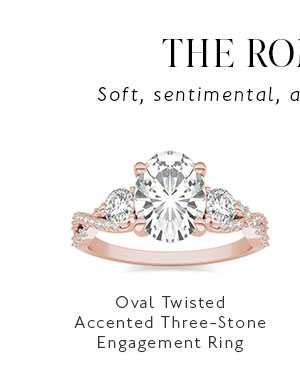 Oval Twisted Accented Three-Stone Engagement Ring