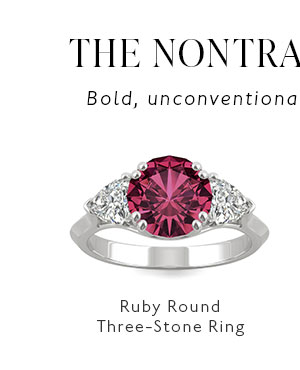 Ruby Round Three-Stone Ring