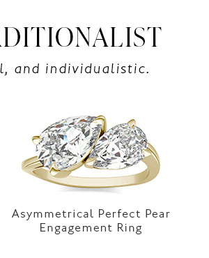 Asymmetrical Perfect Pear Engagement Ring