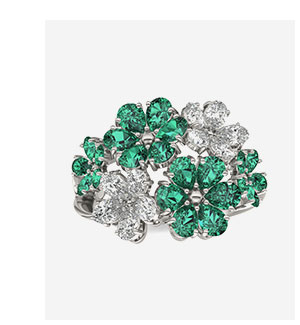 Viola Emerald Cluster Ring